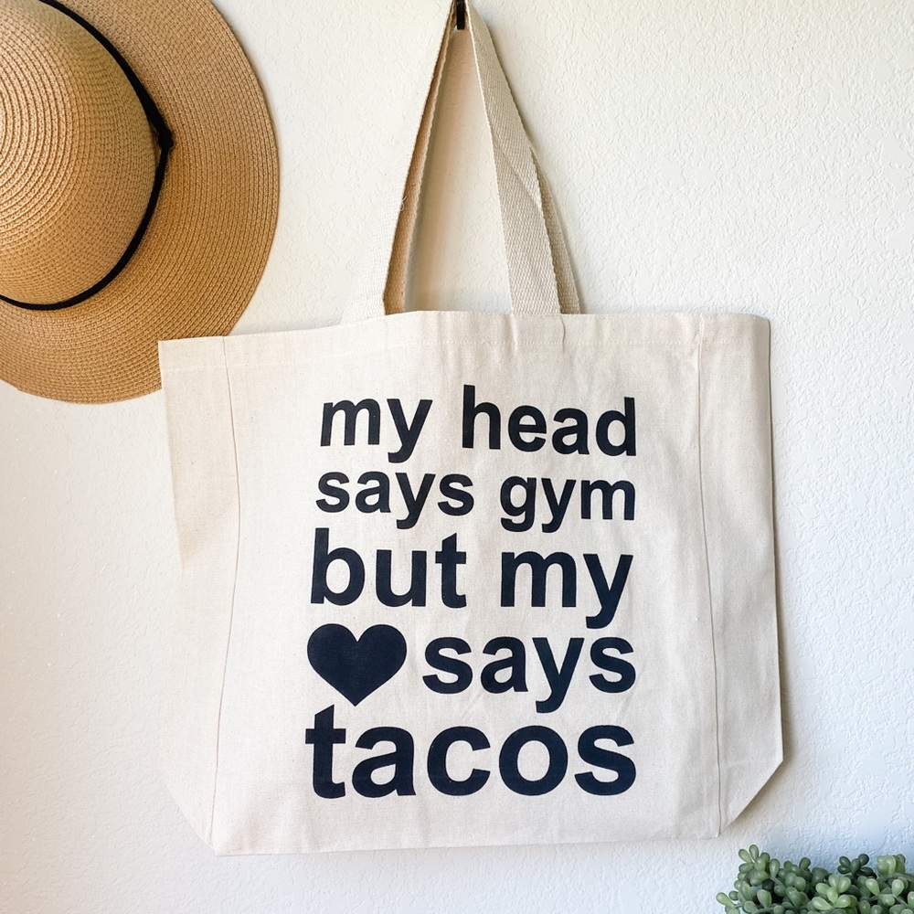 Funny Screen Printed Canvas Shopping Tote Bag - Handmade